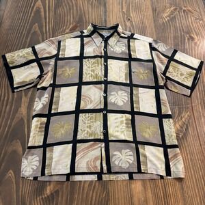 TORI RICHARD Mens XL Short Sleeve Button Front Hawaiian Silk Aloha Shirt